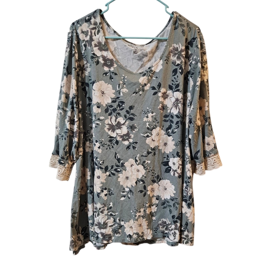 $5 If Bundled! Woman Within Floral Print Top